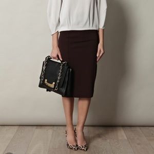 Diane Von Furstenberg Ruthanne Pencil Skirt in Aubergine Burgundy